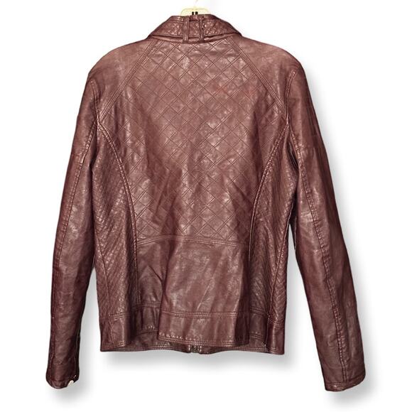 Vintage Y2K Guess Brown Faux Leather Biker Jacket - Picture 2 of 10